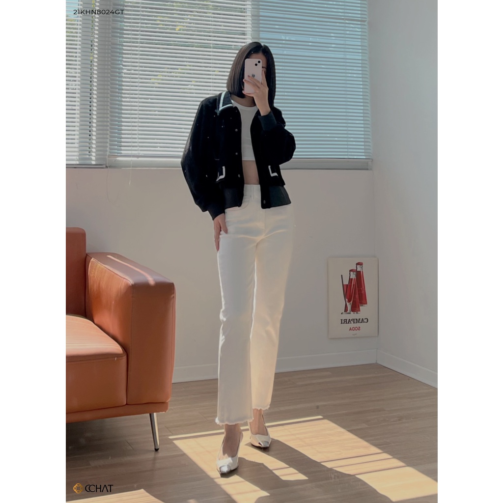 Áo Khoác Bomber Nữ 𝐂𝐂𝐇𝐀𝐓 Đè Dây Chất Nhung Mềm Mịn Phong Cách Trẻ Trung 21KHN8024GT | BigBuy360 - bigbuy360.vn