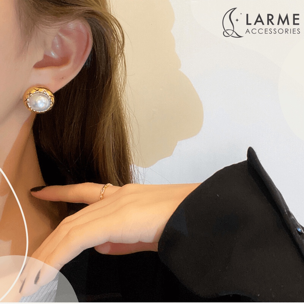 Khuyên tai nữ tròn phong cách cổ điển vintage Larme accessories -KT0213