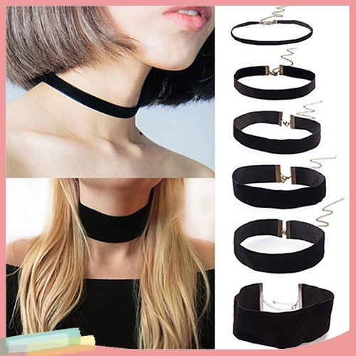 Vòng Cổ Choker Nhung Màu Đen Phong Cách Retro Thời Trang