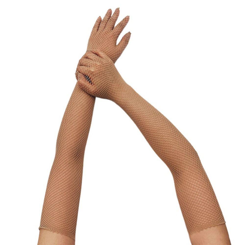 TWINKLE Găng Tay Lưới Mỏng Đính Đá Hóa Trang Phong Cách Gothic Punk