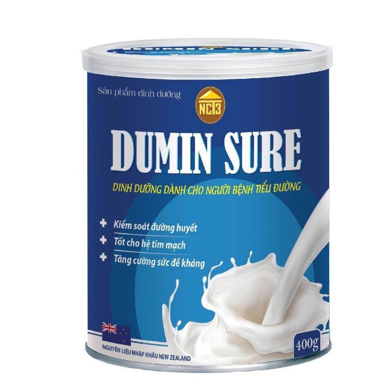 Sữa ăn kiêng người già sữa bột cho người tiểu đường Dumin Sure hỗ trợ kiểm soát tiểu đường - Hộp 400g