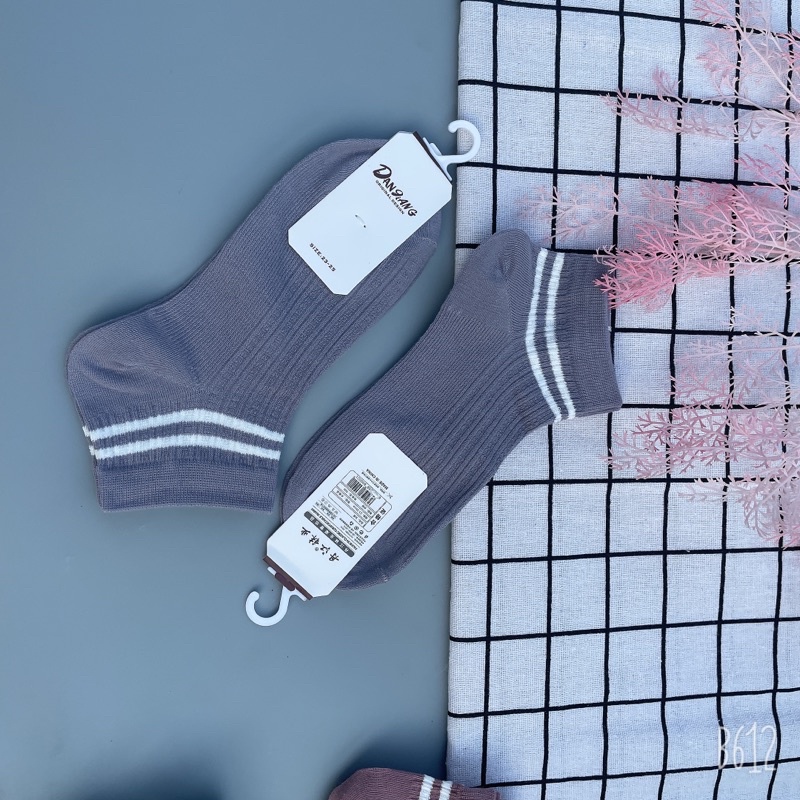 5-10 đôi tất nữ gân dày dặn cổ viền trắng 1130