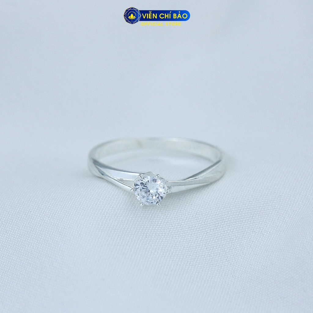 Nhẫn bạc nữ xoắn đính đá chất liệu bạc 925 thời trang phụ kiện trang sức Viễn Chí Bảo N400588