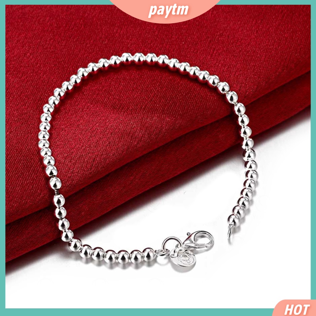 {PTM} Vòng tay chuỗi hạt bạc 4mm thời trang