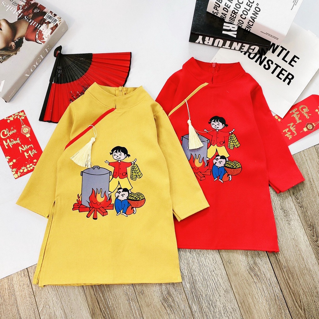 Áo Dài Cách Tân Bé Trai Size Nhỏ Chất Nhung Cao Cấp Mẫu Mới Tết 2023