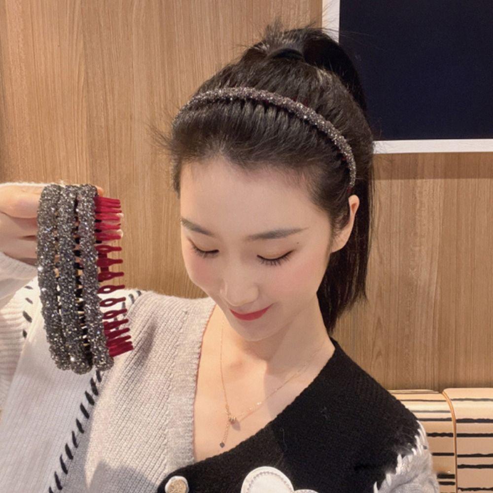 Băng Đô Cài Tóc Đính Hạt Lấp Lánh Chống Trượt Thời Trang Cho Bạn Gái