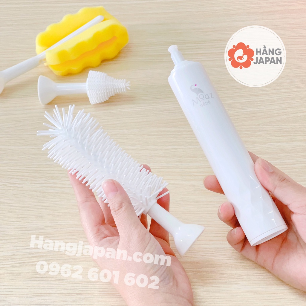 Bộ cọ rửa bình sữa điện tử Moazbebe MB047 cầm tay, pin sạc nhỏ gọn tiện lợi - BH 12 THÁNG