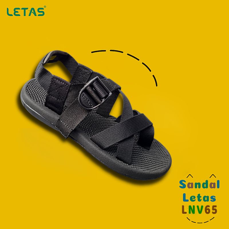 Sandal Unisex Quai Chéo Xỏ Ngón Letas LNV65 - Đen
