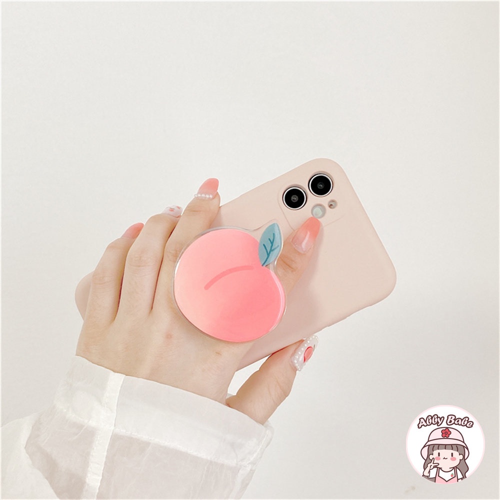 Ốp Điện Thoại TPU Mềm Chống Mồ Hôi Có Giá Đỡ Hình Quả Đào Hồng Cho IPhone 14 Pro Max 11 7Plus 13 12 11 Pro Max X XS