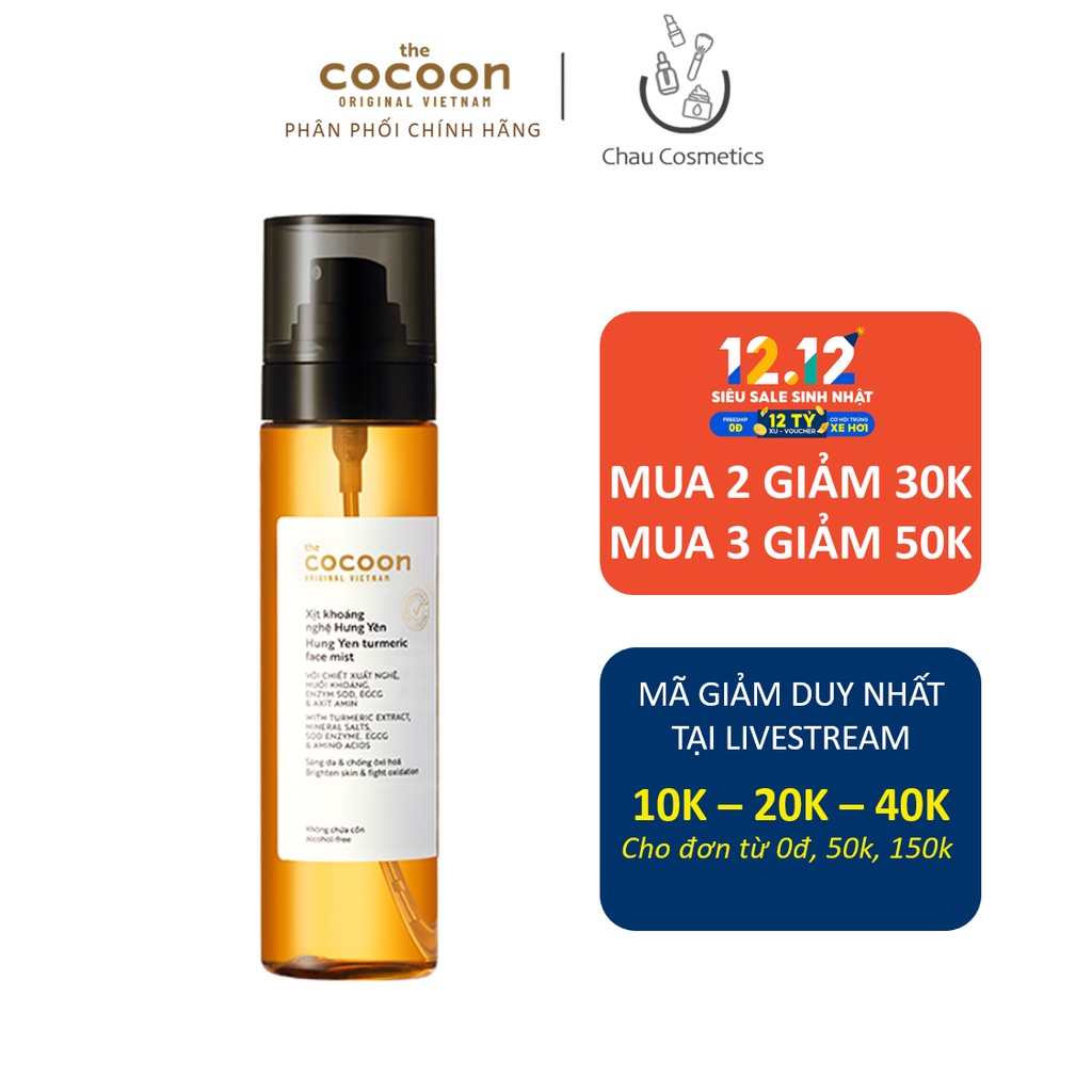 Xịt khoáng nghệ Hưng Yên Cocoon dưỡng ẩm chống oxi hóa 130ml