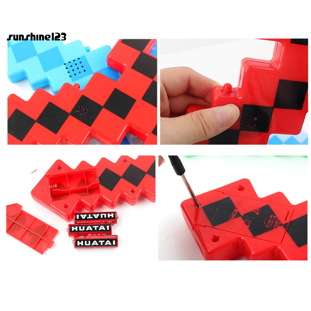 Kiếm Đồ Chơi Phát Sáng Phong Cách Mosaic Chủ Đề Minecraft