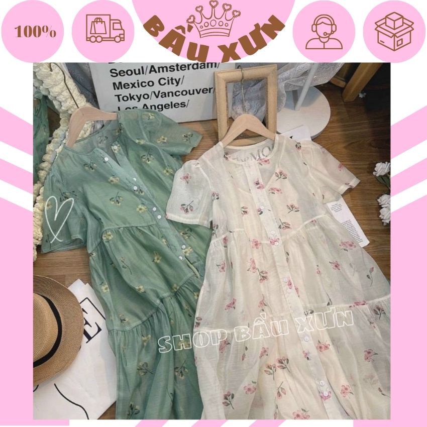 ĐẦM BẦU XINH KIỂU DÁNG HÀN QUỐC VỚI HỌA TIẾT HOA NHẸ NHÀNG- VÁY BẦU TRẺ THIẾT KẾ CÚC THẬT DÁNG ĐẸP