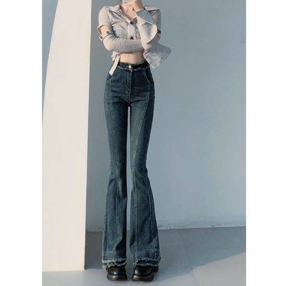 Quần Jeans Dài Ống Loe Thời Trang Dành Cho Nữ