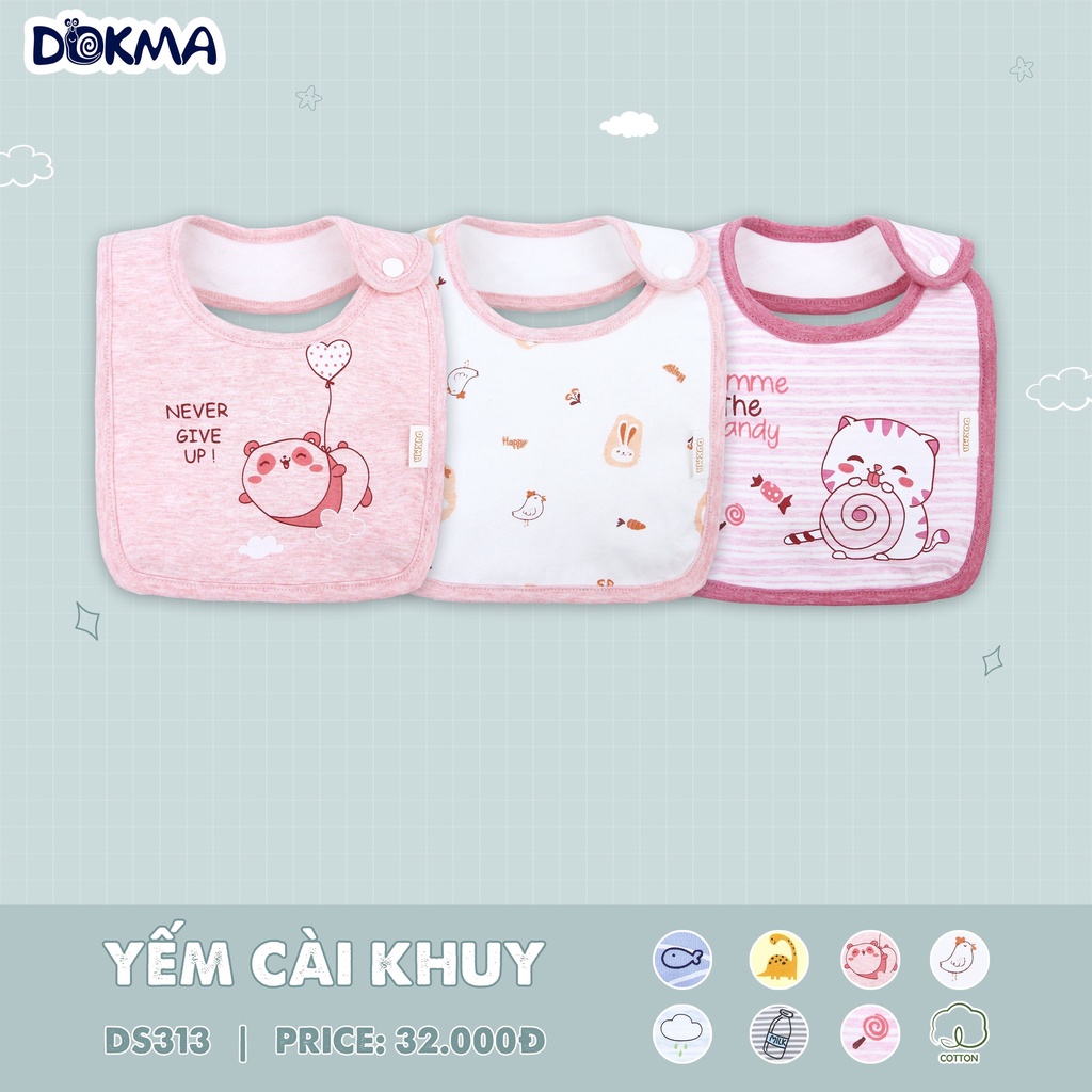 Yếm Vải Cotton Dokma Cúc Bấm Nhiều Hình Dễ Thương, Đáng Yêu