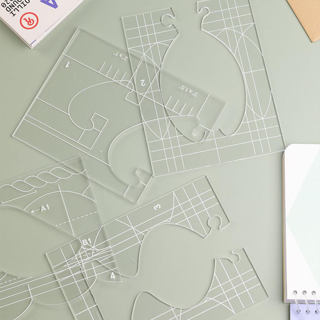 [spl] Bộ 4 Khuôn Rỗng Trong Suốt Chắc Chắn Dùng Để May Vá DIY