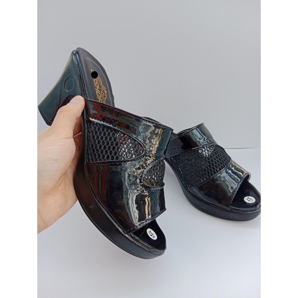 Dép Nữ cao gót ĐẸP mẫu da lưới gót vuông 7 phân chắc chắn, Thời Trang hè KH-07 Trẻ Trung