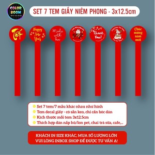 Set 7 tem giấy niêm phong - size 3x12.5cm