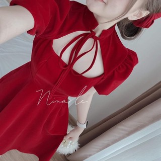 Đầm xòe cổ cột nơ siêu xinh
