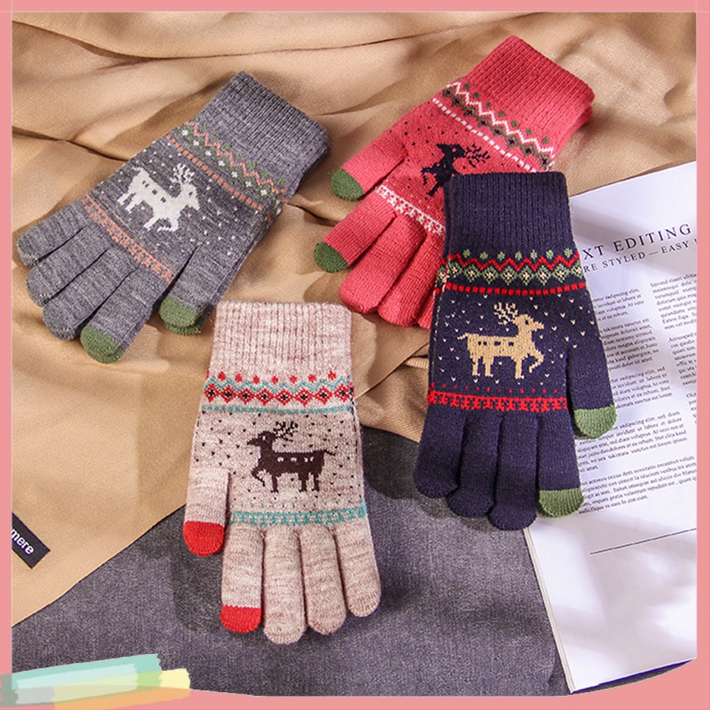 Đôi găng tay len họa tiết dễ thương ấm áp thời trang nữ