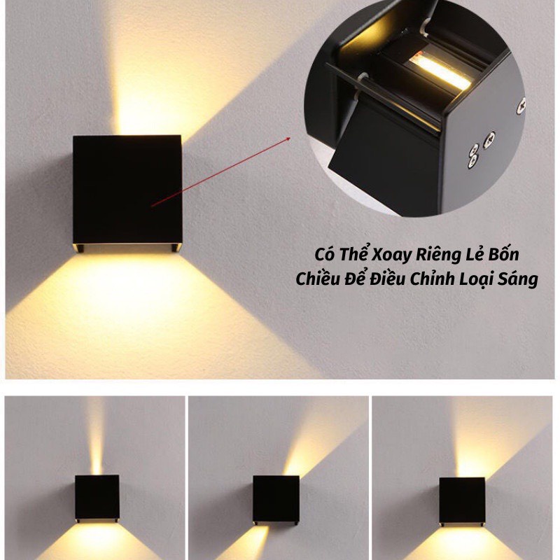 Đèn hắt gắn tường 2 đầu, đèn hắt ngoài trời - 6 tia -8 tia- vỏ nhôm nguồn chống nước