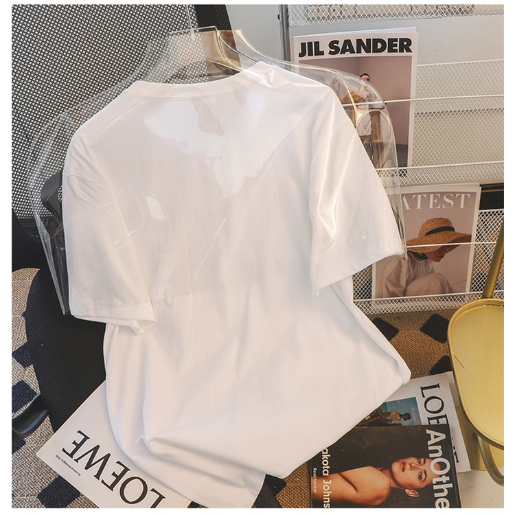 NRVP Áo thun 100% cotton tay ngắn dáng rộng thời trang