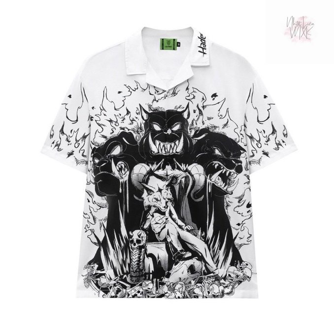 Áo Sơ Mi Ngắn Tay Nam Nữ Unisex Local Brand HADES Hoạ Tiết Hell's King Hàng Xuất Dư Xịn Cao Cấp Chất Mịn Đẹp Trắng