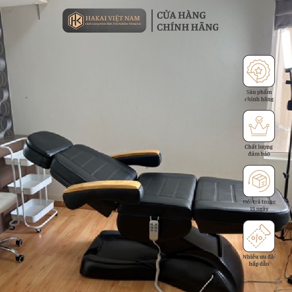 Giường tiêm filler chỉnh điện chính hãng Hakai Việt Nam Dòng cao cấp Có logo dập chim trên da cam kết chất lượng