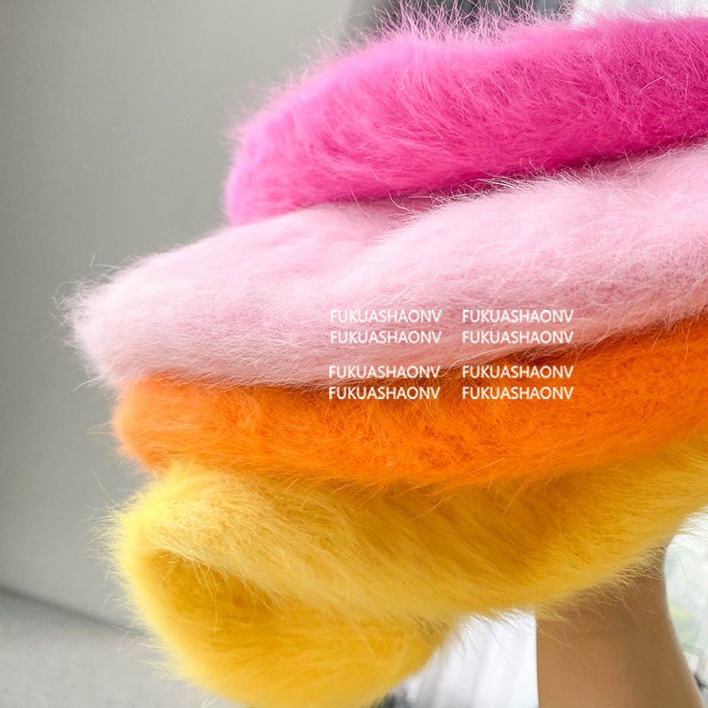 Bán Chạy! Giảm Giá Hấp Dẫn!F &amp; X Mũ Nồi Dệt Kim Phối Lông Thỏ Nhiều Màu Ấm Áp Cá Tính Cho Nữ