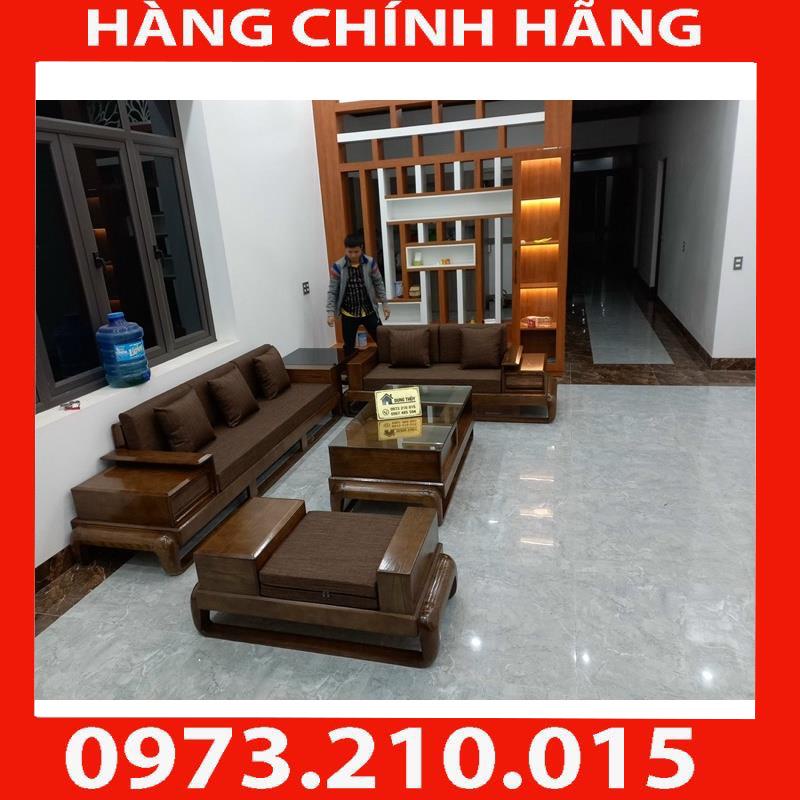 Ảnh thật sofa 2 văng đùi gà gỗ sồi nga màu óc chó, màu cánh gián, màu tự nhiên
