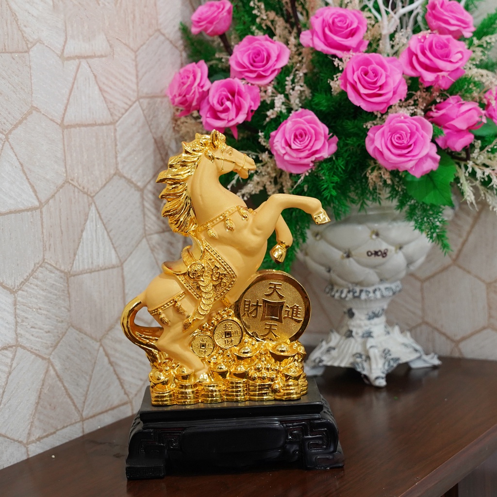 Tượng Ngựa Phong Thủy Mạ Vàng Cao Cấp, Quà Tặng, Tượng Decor, Tượng Trang Trí Phòng Khách
