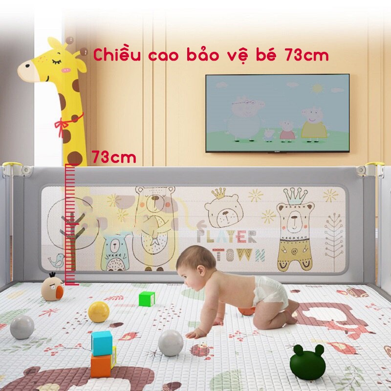 Quây cũi cho bé KidsWorld SP22 độ cao 73cm khung kim loại chống va đập hạ 1 góc hoặc hạ hoàn toàn