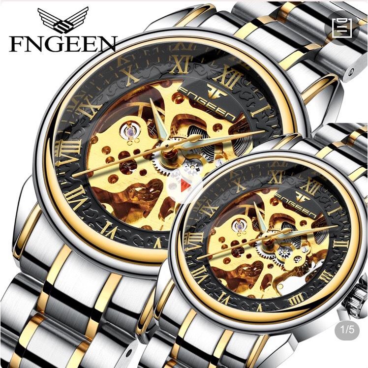 Đồng hồ cơ , CF4 Fngeen số la mã có dạ quang , mặt kính lồi