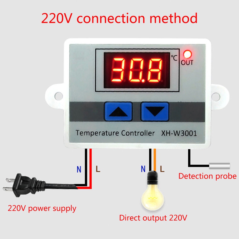 Bộ điều khiển nhiệt độ tự động Futureworld XH-W3001 10A/220V, đồng hồ cảm biến nhiệt độ