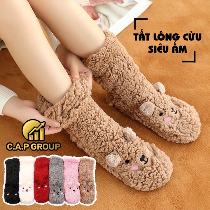 Tất vớ dày giữ ấm mùa Đông cho nữ và trẻ em hình Gấu dễ thương dễ thương