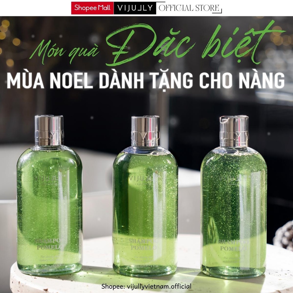 Dầu gội bưởi ngăn rụng tóc, kích mọc tóc Vijully Shampoo Pomelo, chiết xuất thiên nhiên, phục hồi tóc 350ml