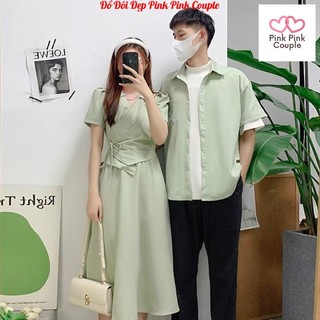 Đồ đôi nam nữ áo váy đôi, nữ váy dài nam sơ mi chất đẹp
