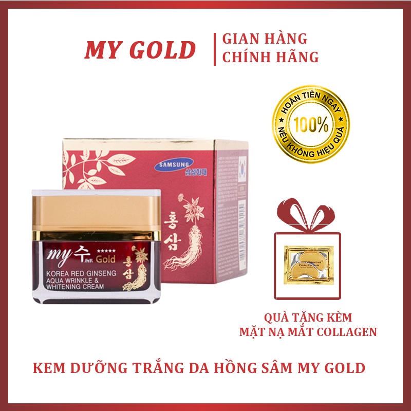 Kem Dưỡng Trắng Da Hồng Sâm My Gold Ngày Và Đêm - Korea Red Ginseng Aqua Wrinkle & Whitening Cream 50ml