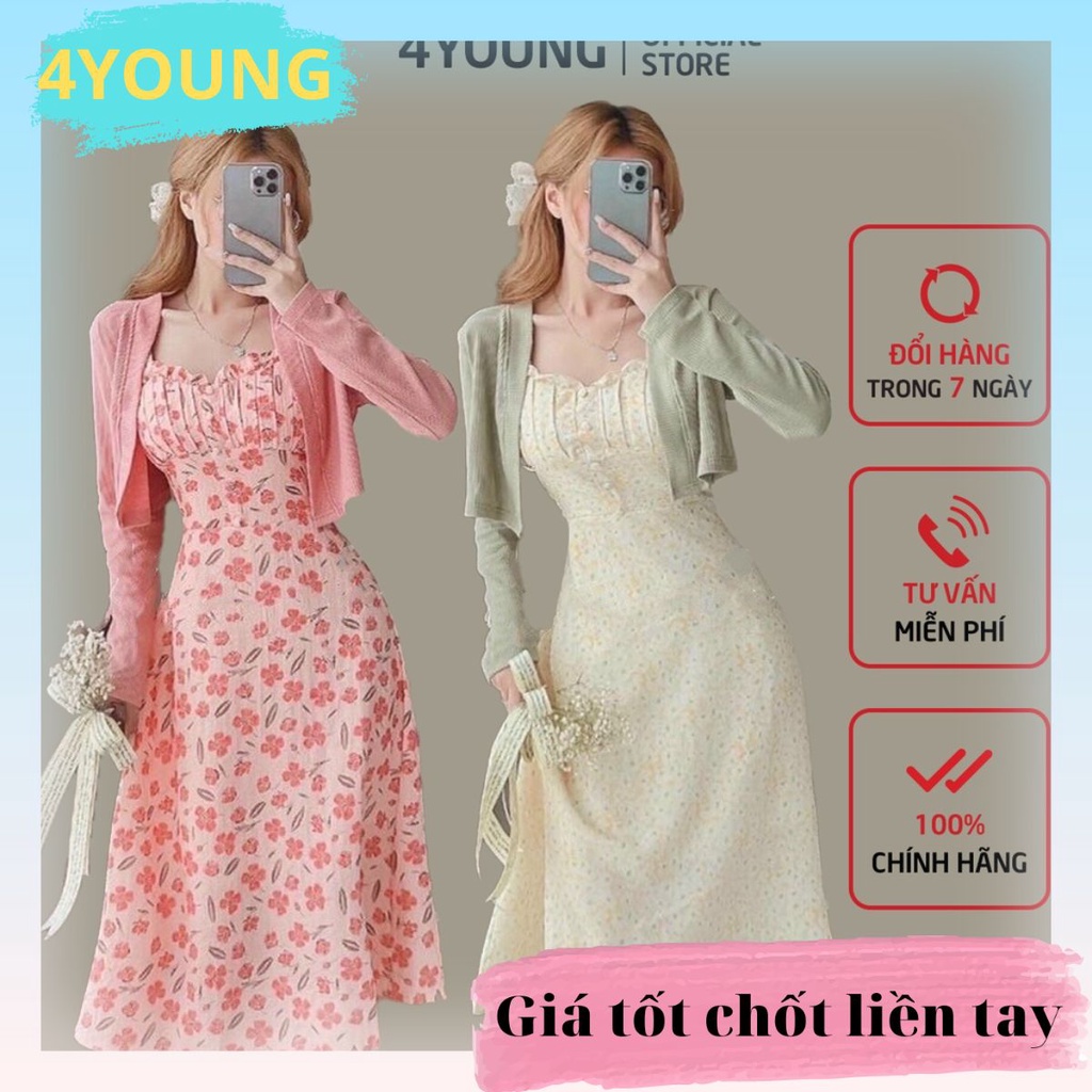 Đầm dây cao cấp dự tiệc kèm áo khoác croptop thiết kế thời trang4YOUNG S2177