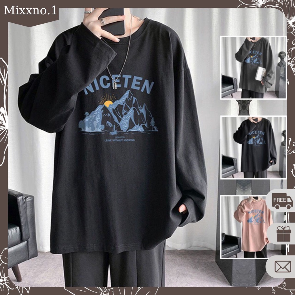 Áo Thun Nam Dài Tay Cổ Tròn Form Rộng In Họa Tiết Hoạt Hình Niceten Thời Trang Mixxno.1 TOP NAM 239