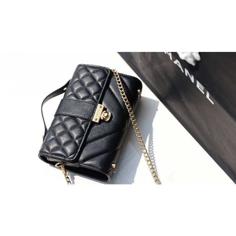 Túi xách nữ Flapbag sz22cm da lì khóa mạ vàng cực sang fullbox