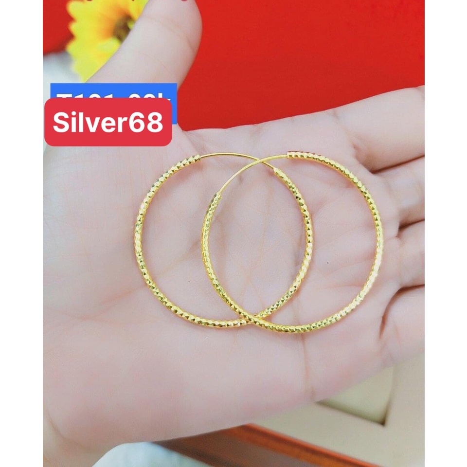 bông tai nữ mạ vàng,bông to kiểu đường kinh 3.5cm sang xịn silver68