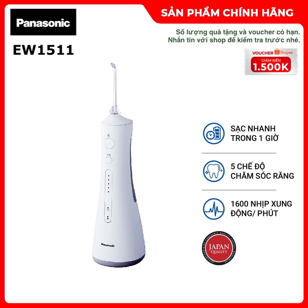 Máy tăm nước cầm tay Panasonic công nghệ siêu âm EW1511 - Hàng Chính Hãng