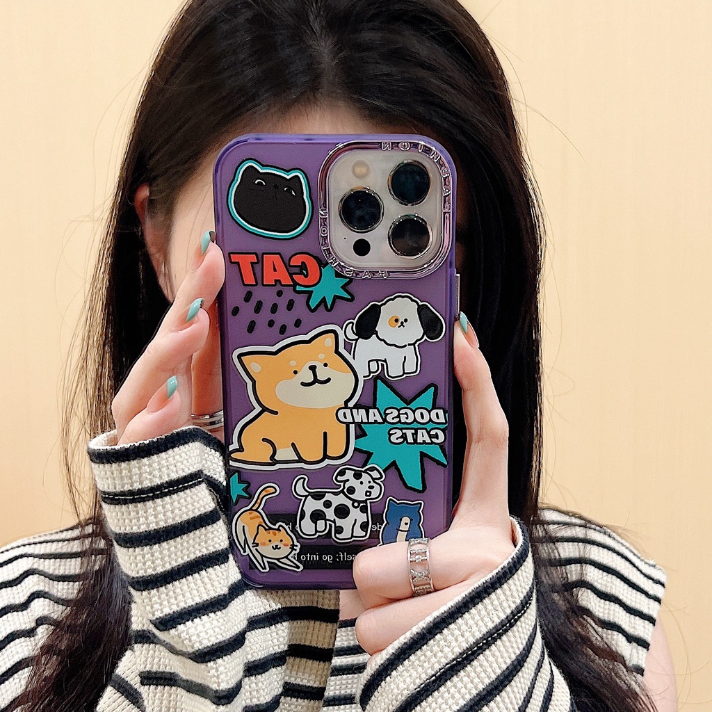 Ốp Điện Thoại Tpu Silicon Mềm Chống Rơi Họa Tiết Chú Cún Hoạt Hình Mạ Điện Cho iPhone 14 13 12 11 Pro Max 14 Plus