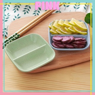 Chén bát đựng gia vị 2 ngăn dĩa đựng nước chấm pinkwish