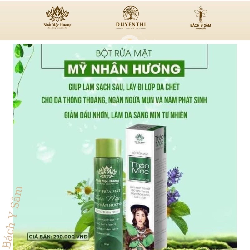Bột Rửa Mặt Kiềm Dầu Ngăn Mụn Mỹ Nhân Hương Bạch Linh Bách Y Sâm mới Mịn Hơn Sạch Sâu ( hộp 80 gr )