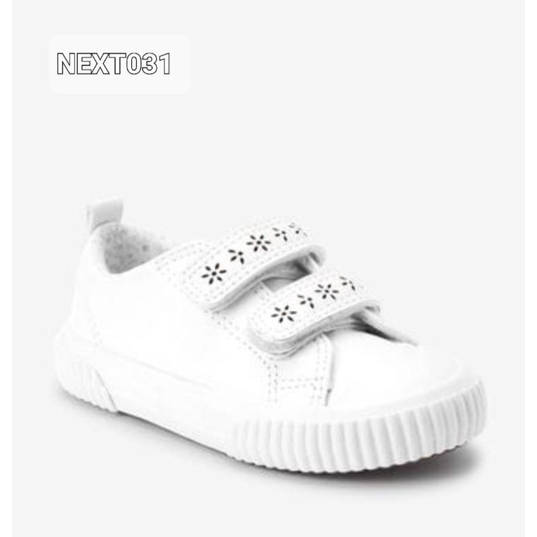 Giày Next trắng và hồng nude quai dập hoa cho bé gái