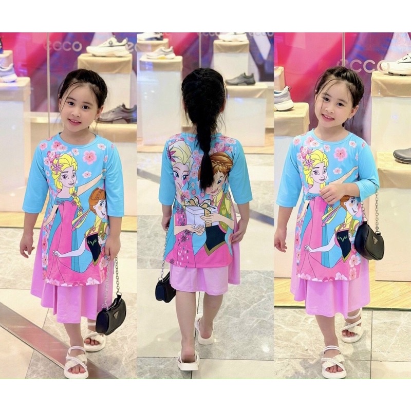 Set áo dài thun 3D cho bé