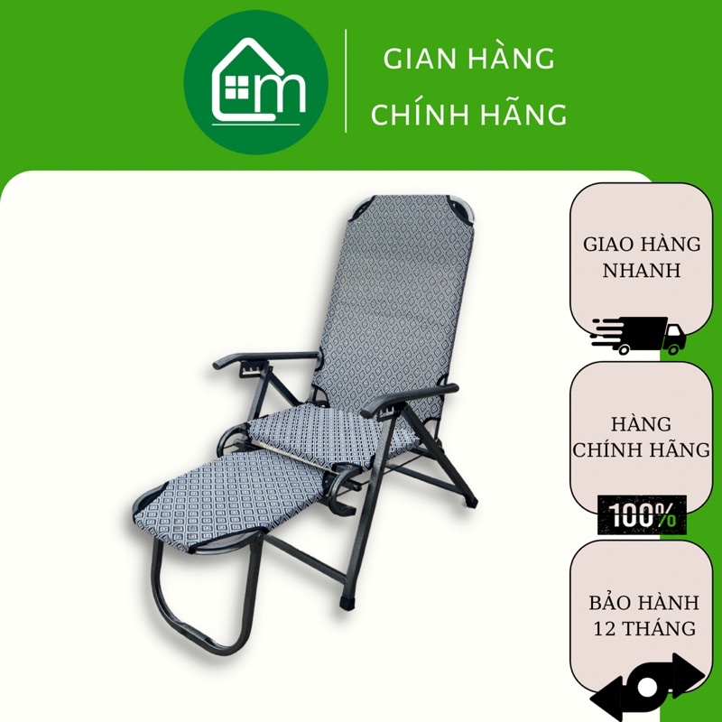 Ghế xếp giường nằm Trường Mai Sài Gòn thư giãn dã ngoại cao cấp chân sắt sơn tĩnh điện chống gĩ lưng vải thoáng mát