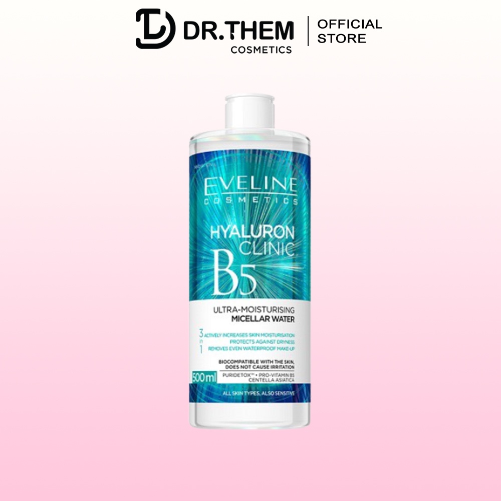 Nước Tẩy Trang Eveline Hyaluron Clinic B5 Ultra Moisturising Micellar Water Dưỡng Ẩm Cho Da 500ml - Dr Thêm