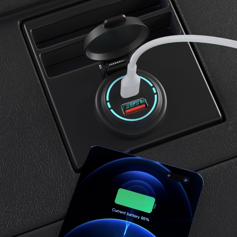 Tẩu Sạc Trên Ô Tô 2 Cổng USB Type C PD + QC3.0 12V-24V